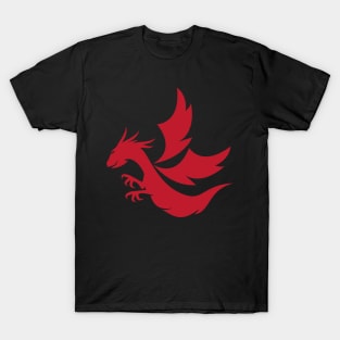 Dragon Head Silhouette Red Gradient Color T-Shirt